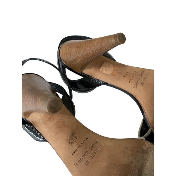 Marc By Marc Jacobs Shoes 39.5 Ankle Strap Heel Sandal Open Toe Italy Black 6781 - Picture 8 of 9